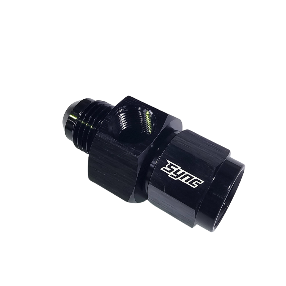 SWIVEL COUPLER -6AN MALE TO -6AN FEMALE WITH 1/8" NPT